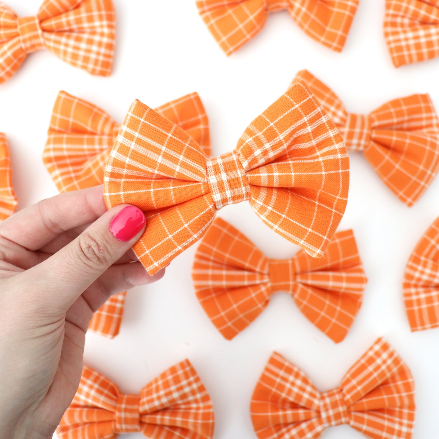 ORANGE PLAID LINEN- DAPPER DEXTER DOG BOW TIE