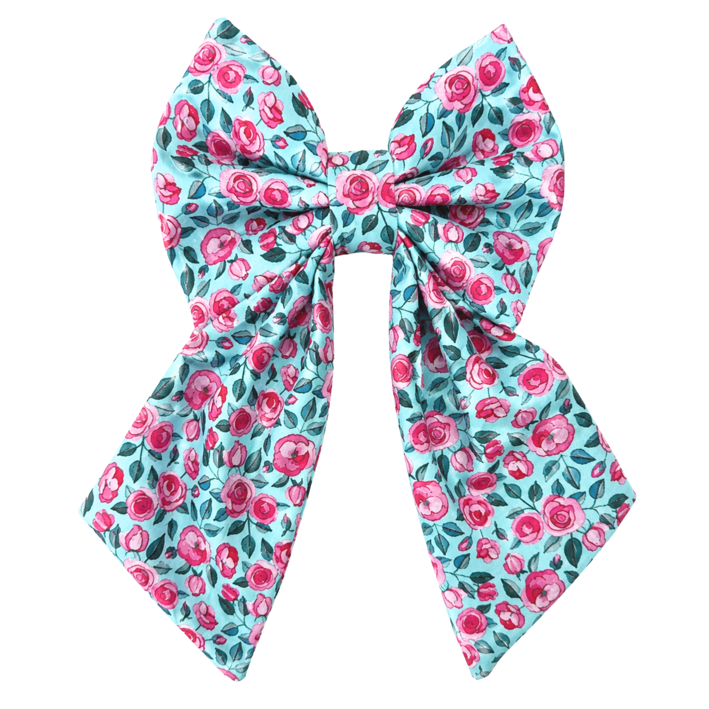 TEAL & PINK ROSES- SAILOR BOW