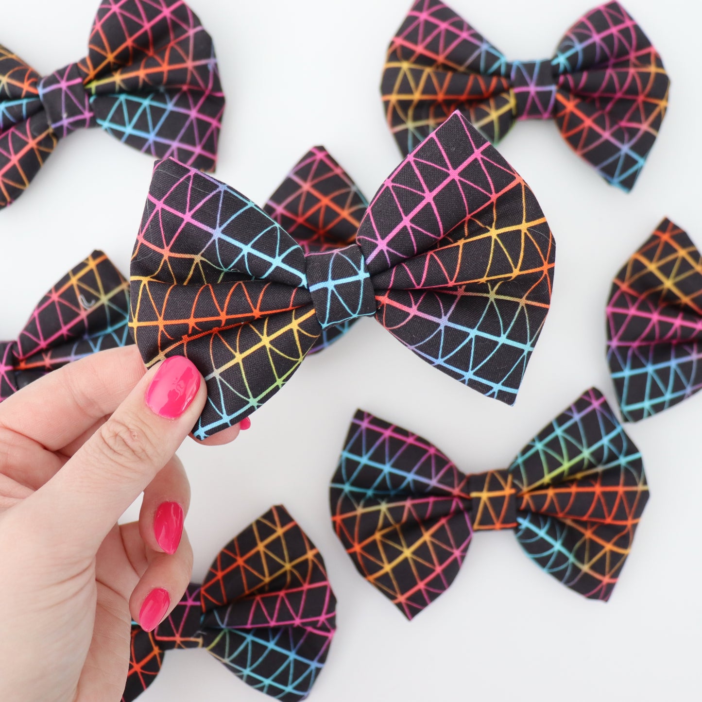 BLACK RAINBOW GRID- DAPPER DEXTER DOG BOW TIE