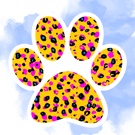YELLOW ANIMAL PAW PRINT - STICKER