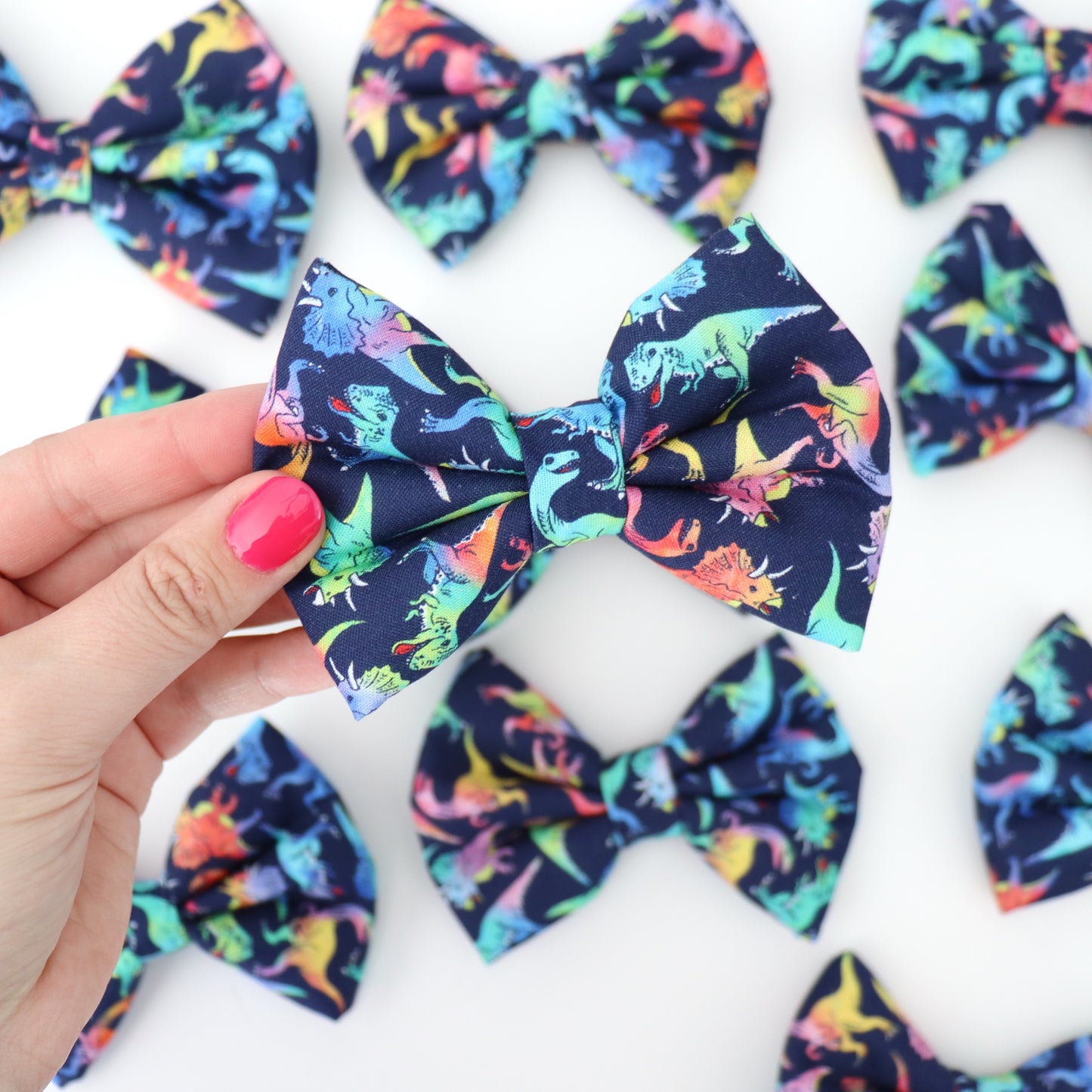 DINOS ON NAVY - DAPPER DEXTER DOG BOW TIE