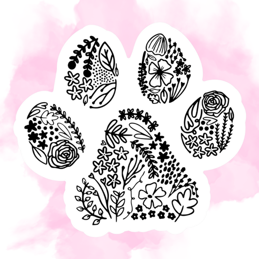 BLACK & WHITE PAW PRINT - STICKER