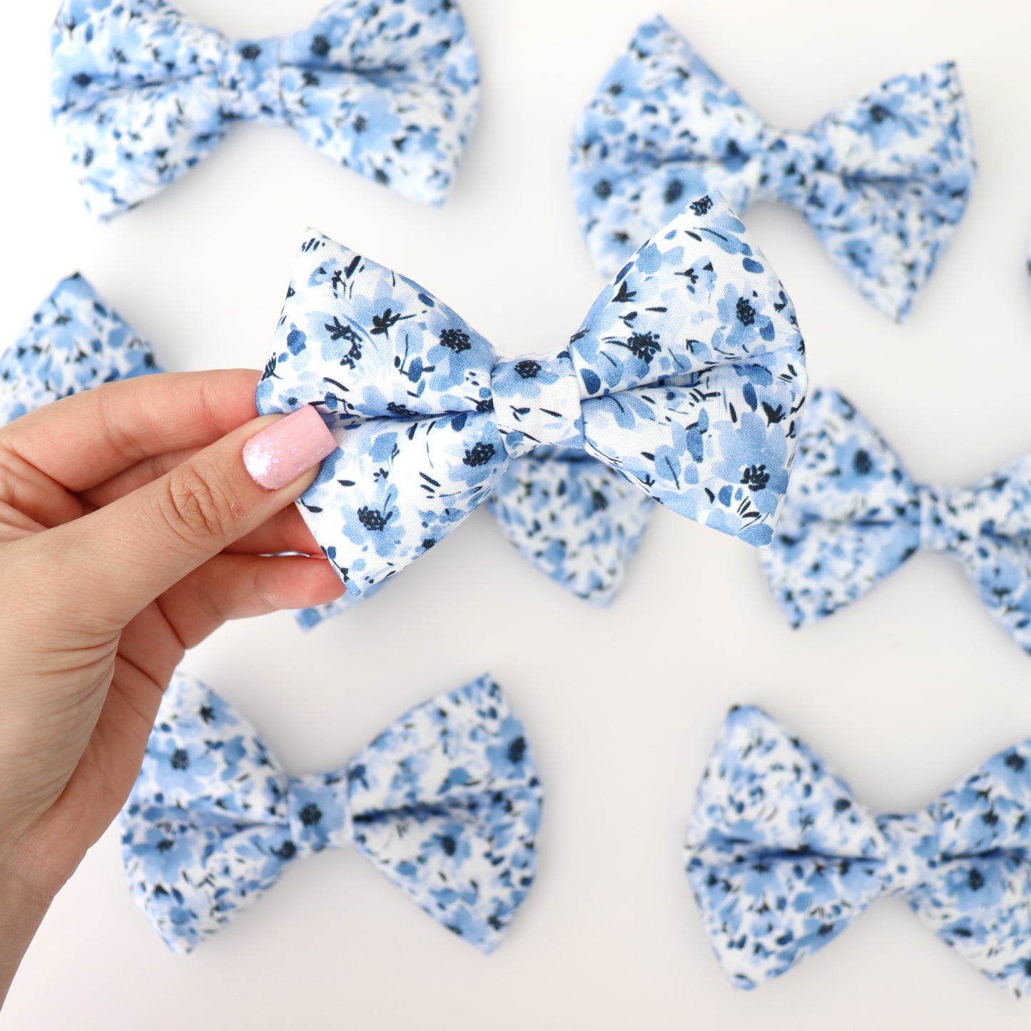 WHITE AND BLUE FLORAL - DOG BOW TIE BY DAPPER DEXTER