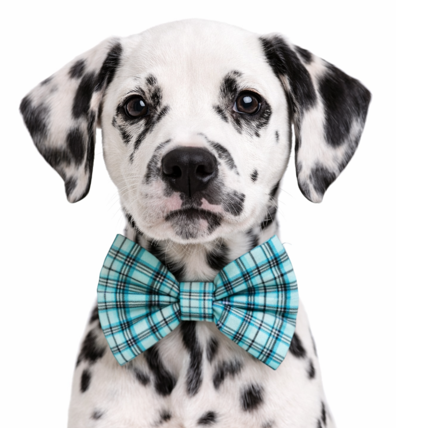 TEAL TARTAN PLAID - DAPPER DEXTER DOG BOW TIE