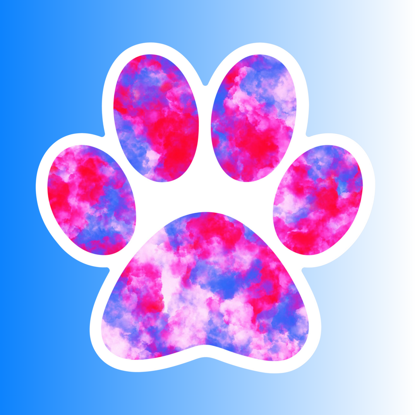 PINK TIE DYE PAW PRINT - STICKER