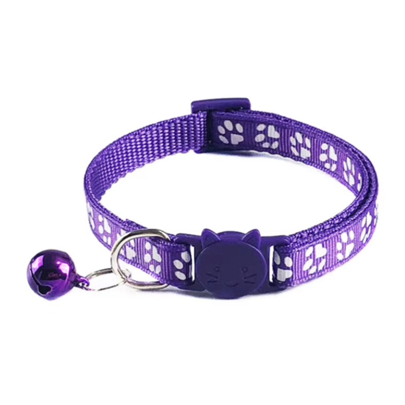 PURPLE PAW PRINT BREAKAWAY CAT COLLAR