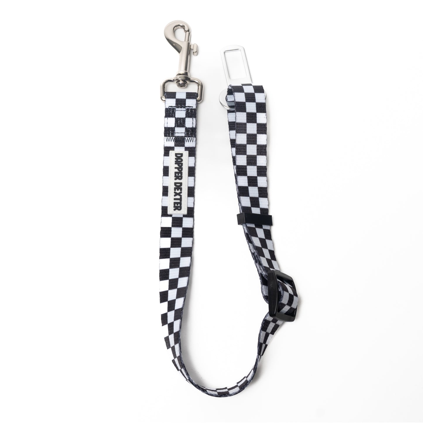 BLACK & WHITE CHECKERED - DOG SEAT BELT