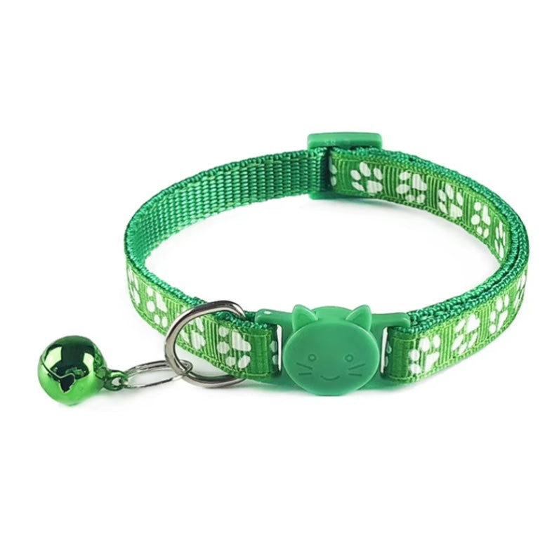 GREEN PAW PRINT BREAKAWAY CAT COLLAR