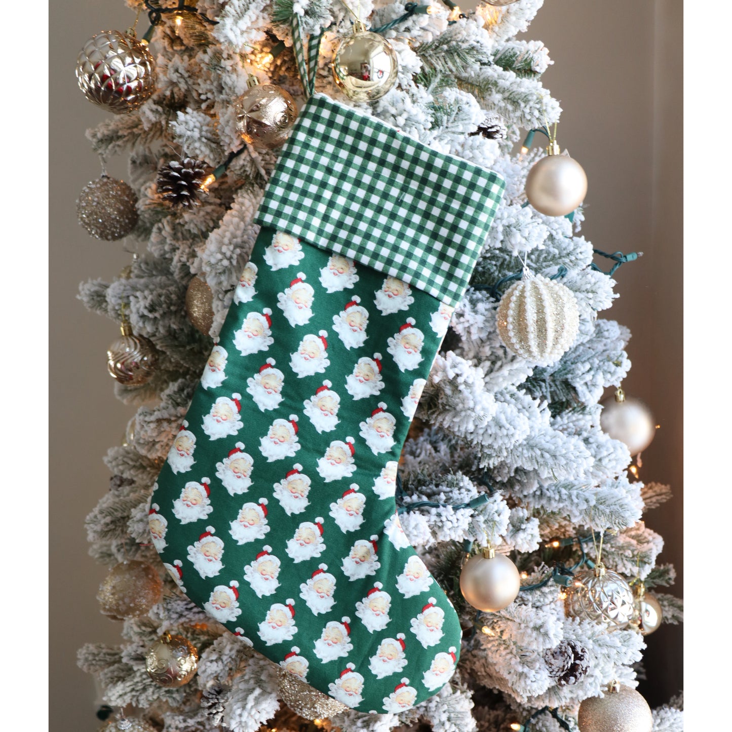 GREEN SANTA STANDARD - HANDMADE CHRISTMAS STOCKING