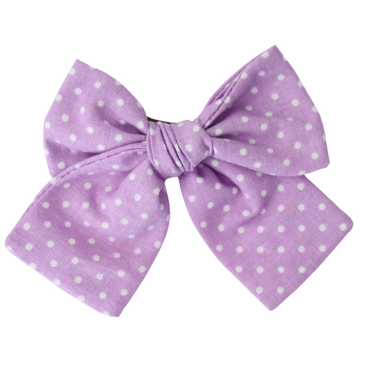 LAVENDER WITH POLKA DOTS - HAIR BOW