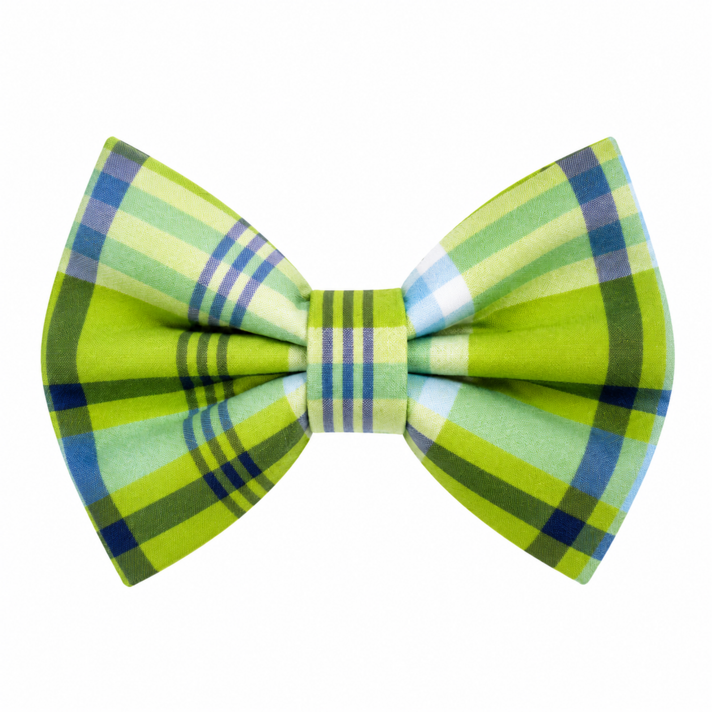 LIME W/ BLUE PLAID - DAPPER DEXTER DOG BOW TIE