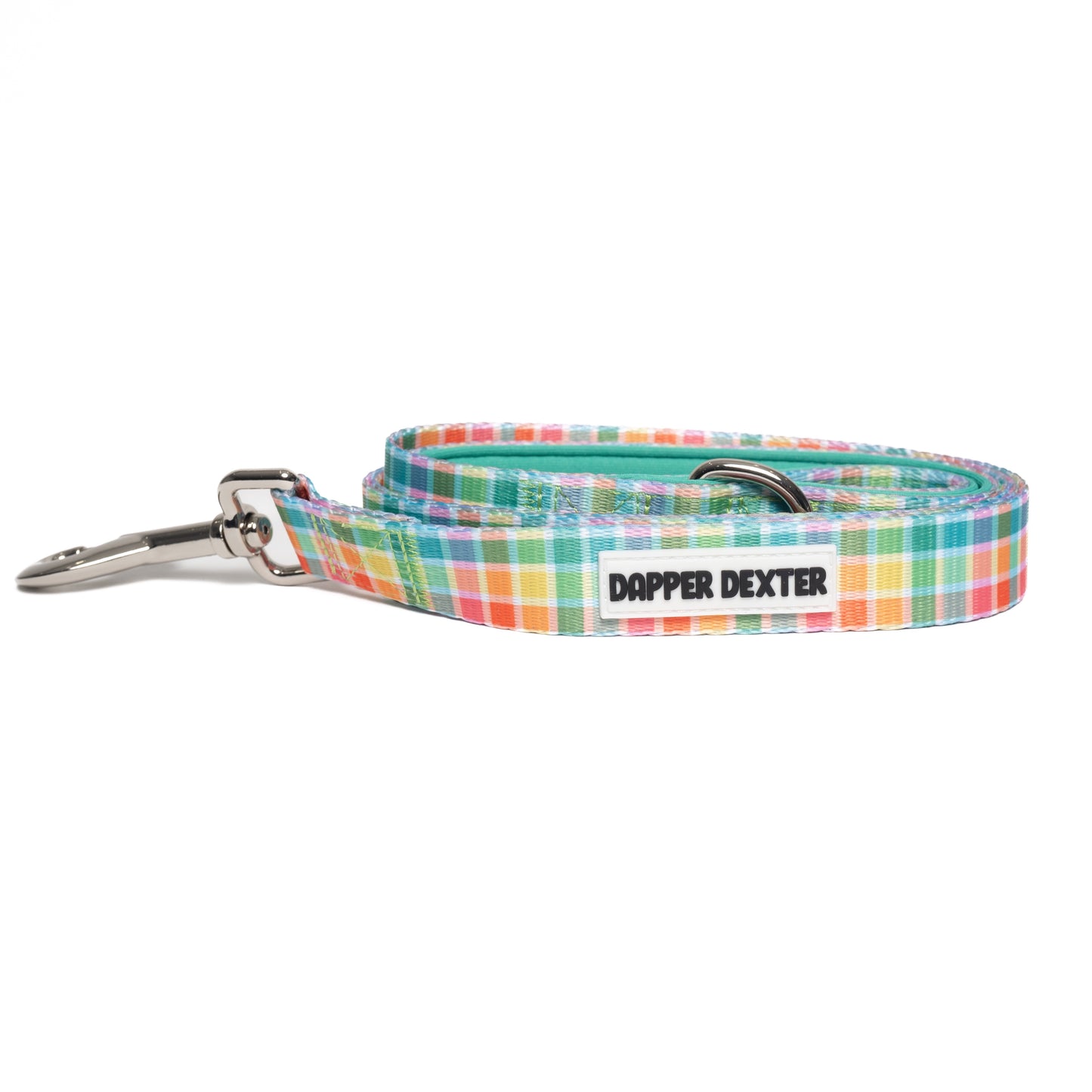 RAINBOW PLAID DOG LEASH