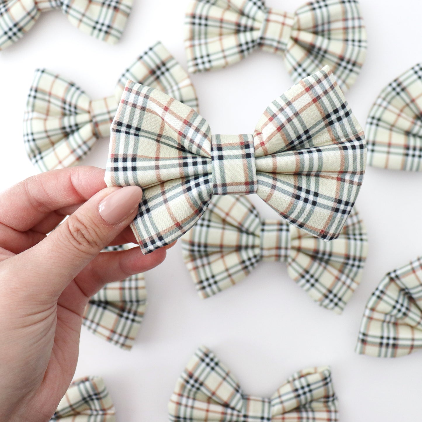 TAN PLAID- DAPPER DEXTER DOG BOW TIE