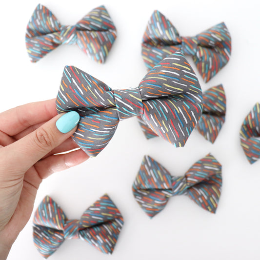 GRAY WITH STRIPES - DOG BOW TIE BY DAPPER DEXTER