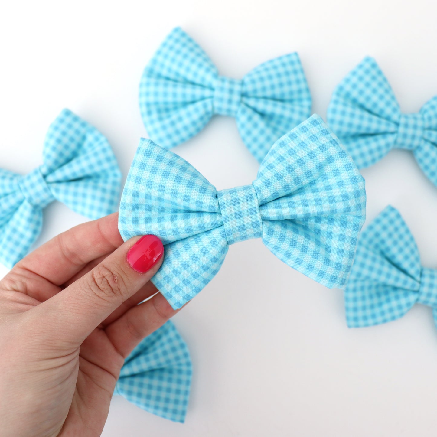 AQUA GINGHAM - DAPPER DEXTER DOG BOW TIE