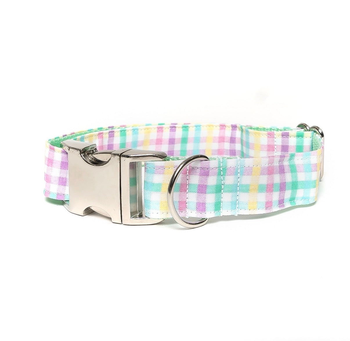 PASTEL PLAID ON WHITE- DOG COLLAR
