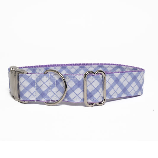 LAVENDER AND WHITE PLAID - DOG COLLAR