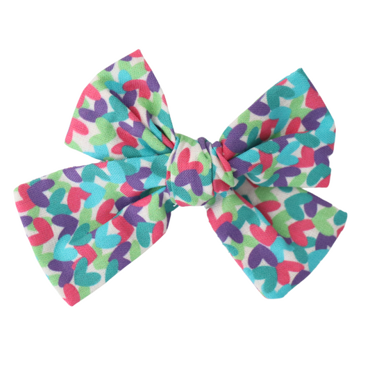 MULTICOLORED HEARTS - HAIR BOW