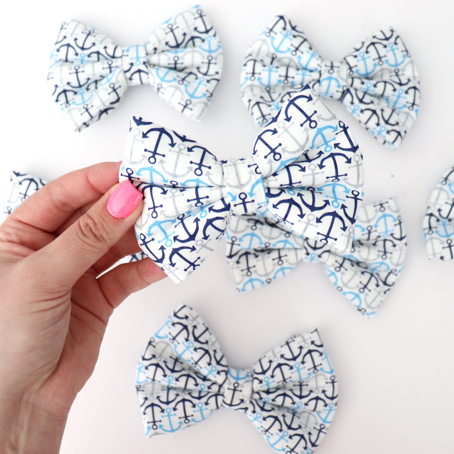 ANCHORS (WHITE) - DAPPER DEXTER DOG BOW TIE