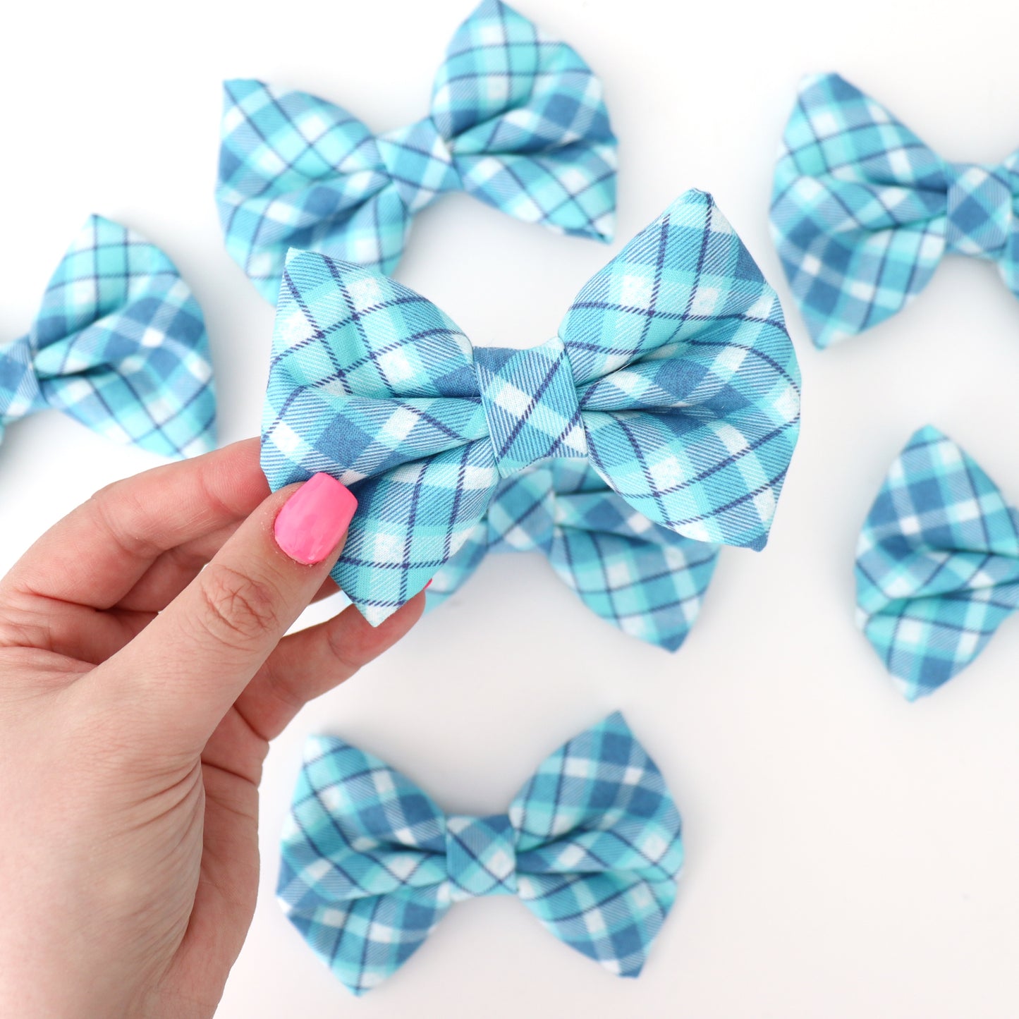 BLUE ARGYLE PLAID - DAPPER DEXTER DOG BOW TIE