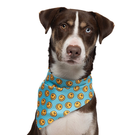 HAPPY AF (TEAL) - TRIANGLE DOG BANDANA BY DAPPER DEXTER