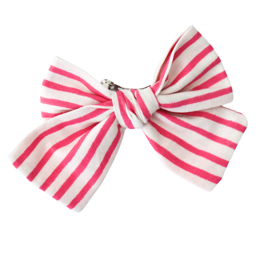 CREAM WITH PINK STRIPES - HAIR BOW