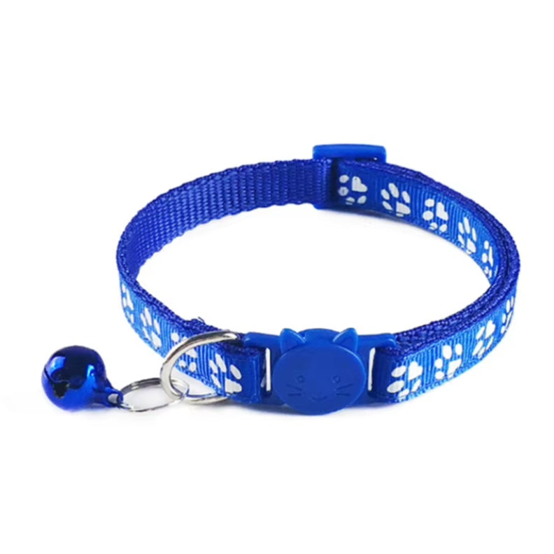 BLUE PAW PRINT BREAKAWAY CAT COLLAR