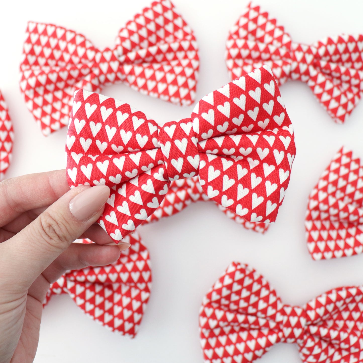 RED WITH HEARTS- DAPPER DEXTER DOG BOW TIE