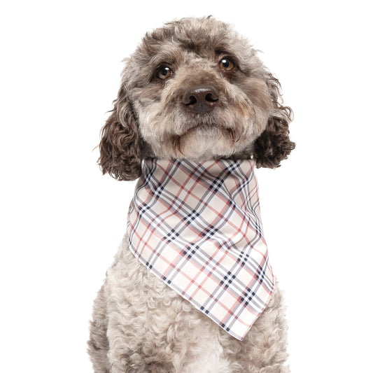 TAN PLAID - TRIANGLE DOG BANDANA BY DAPPER DEXTER