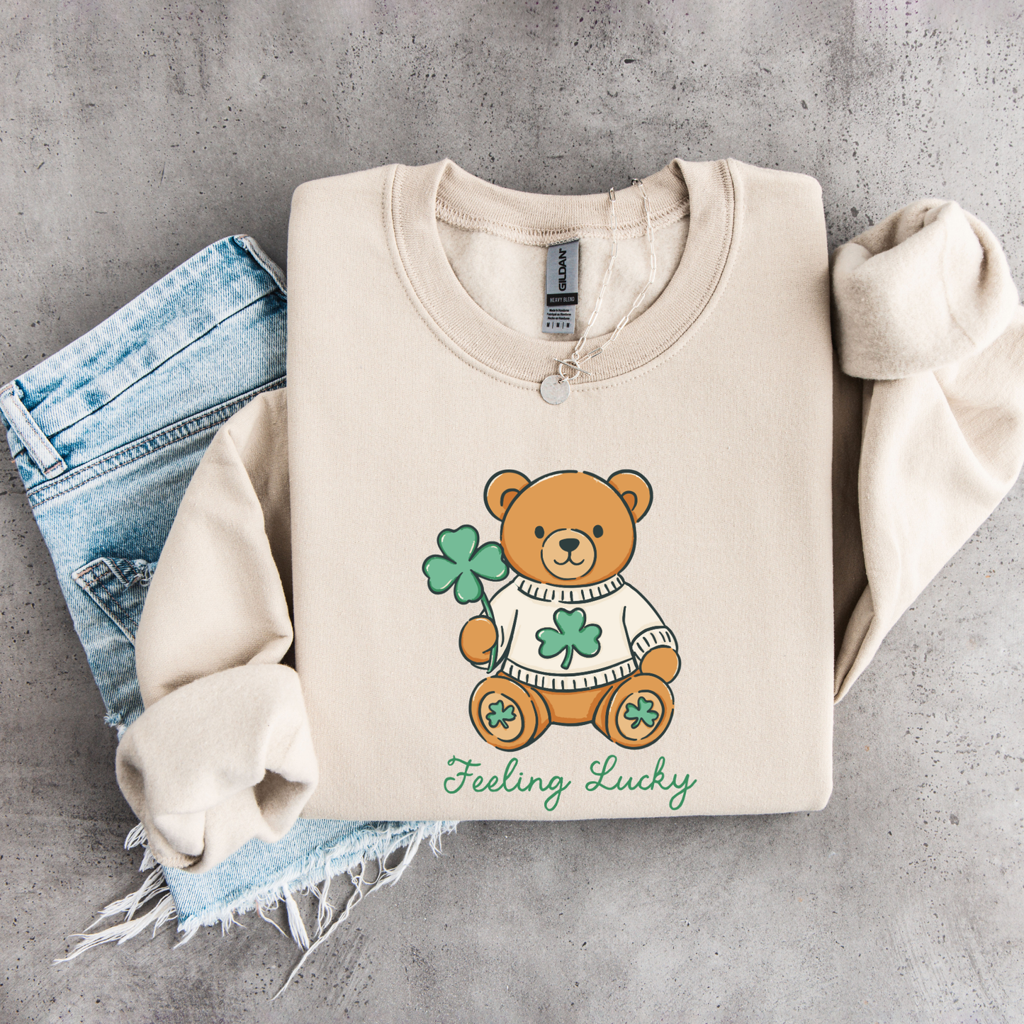 FEELING LUCKY - TAN SWEATSHIRT