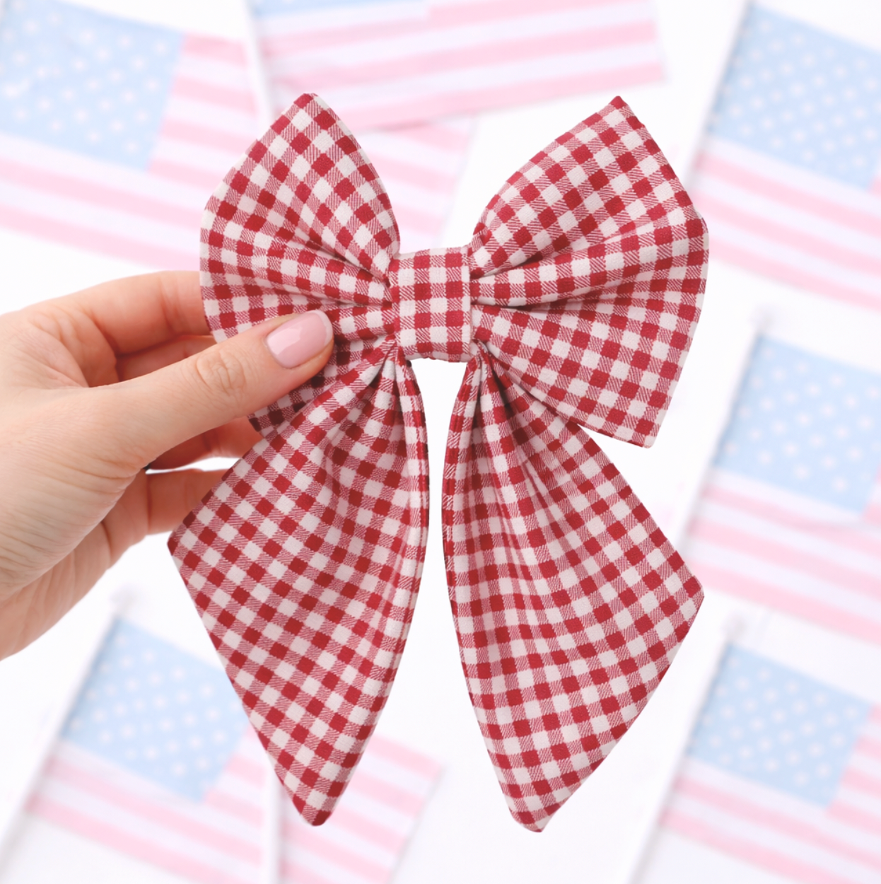 RED AND WHITE GINGHAM - SAILOR BOW