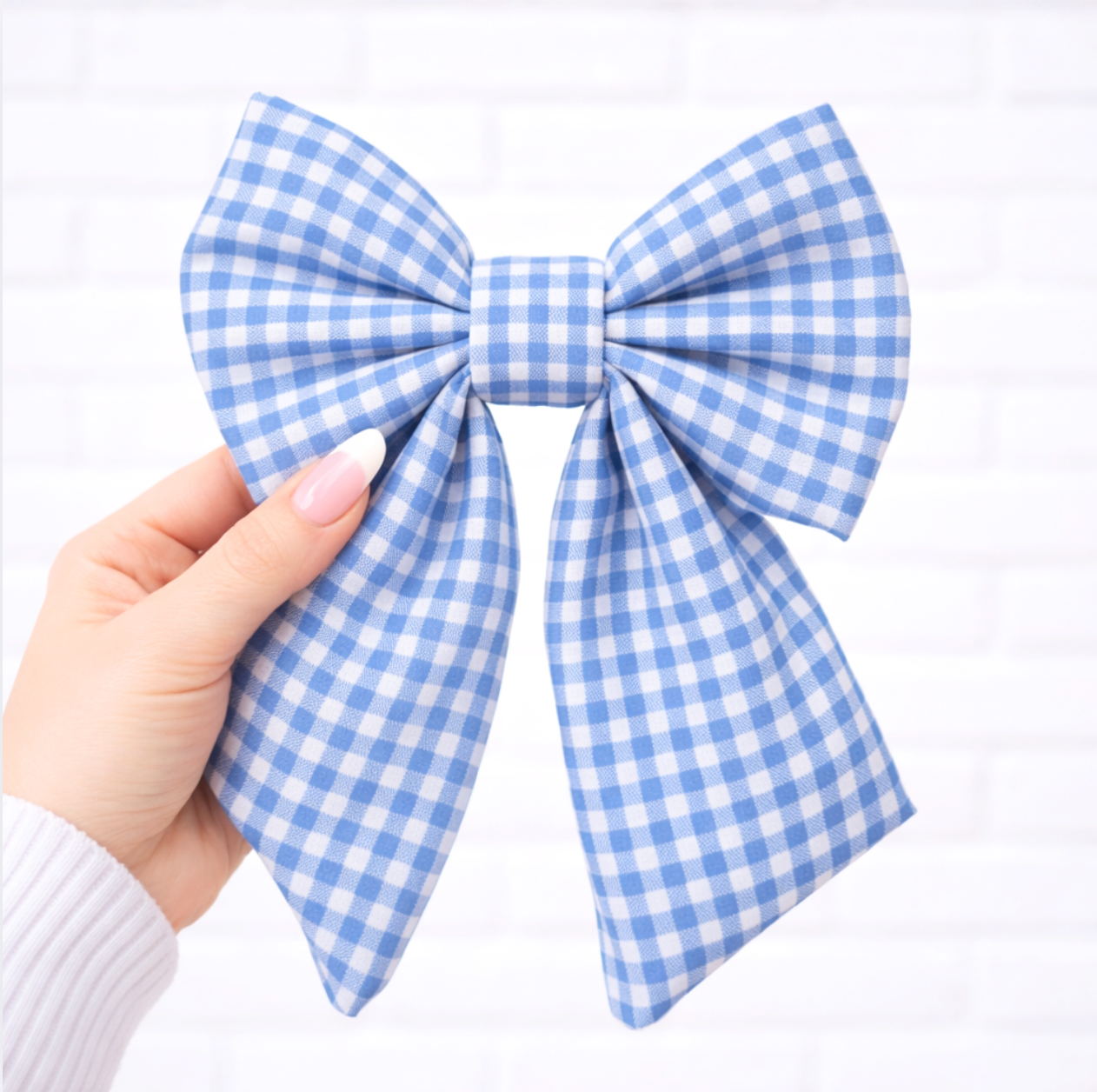 LIGHT BLUE GINGHAM - SAILOR BOW