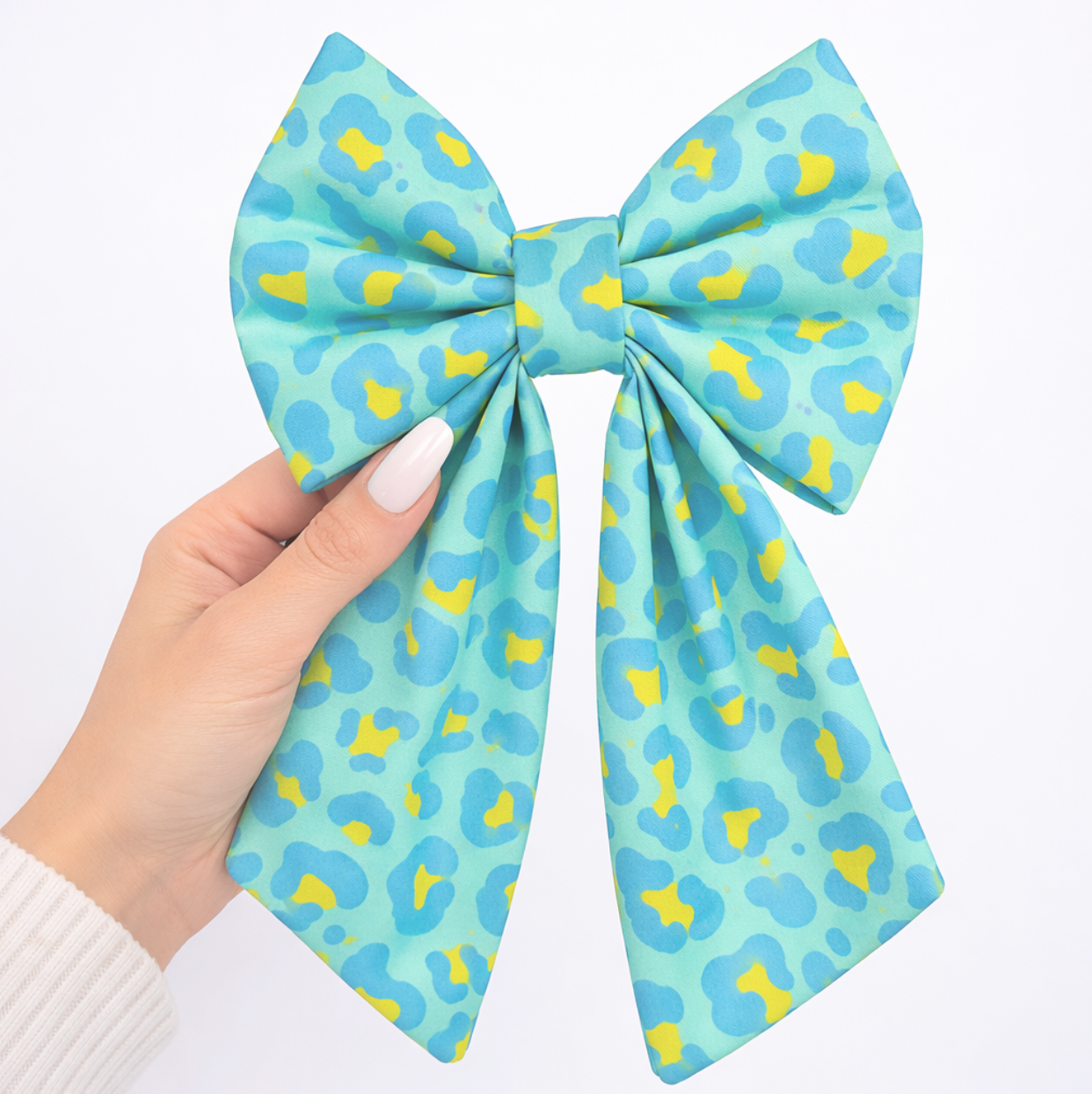 TEAL ANIMAL PRINT - SAILOR BOW