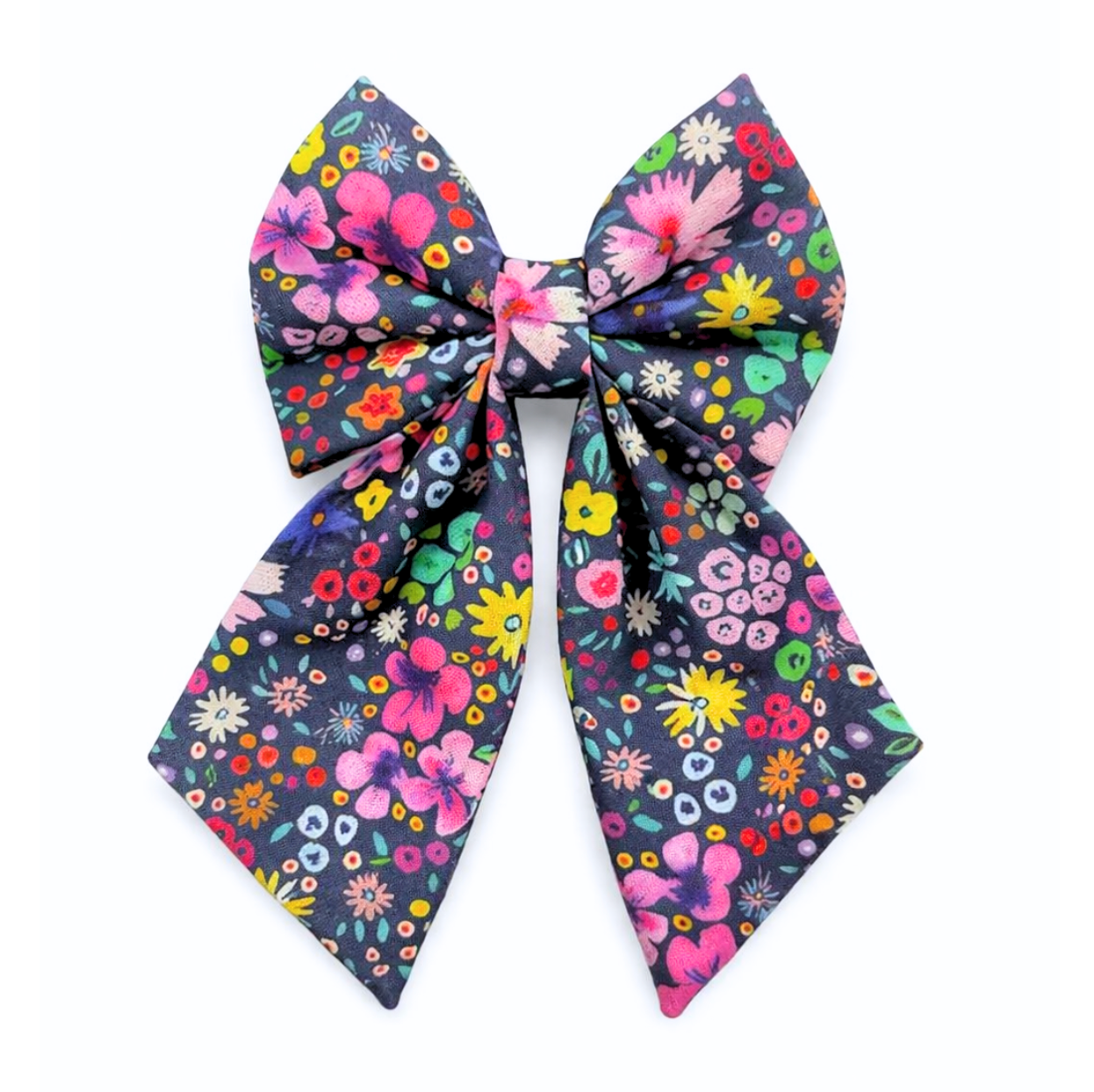 NAVY FLORAL- SAILOR BOW
