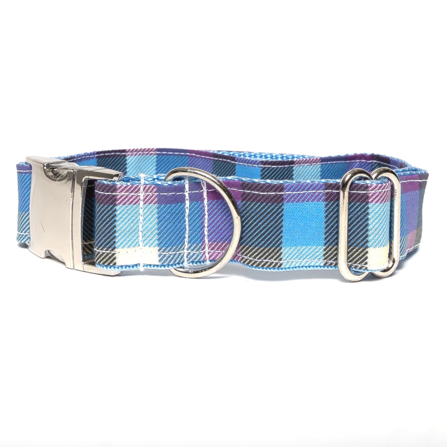 PURPLE, BLUE & BLACK FALL PLAID - DOG COLLAR