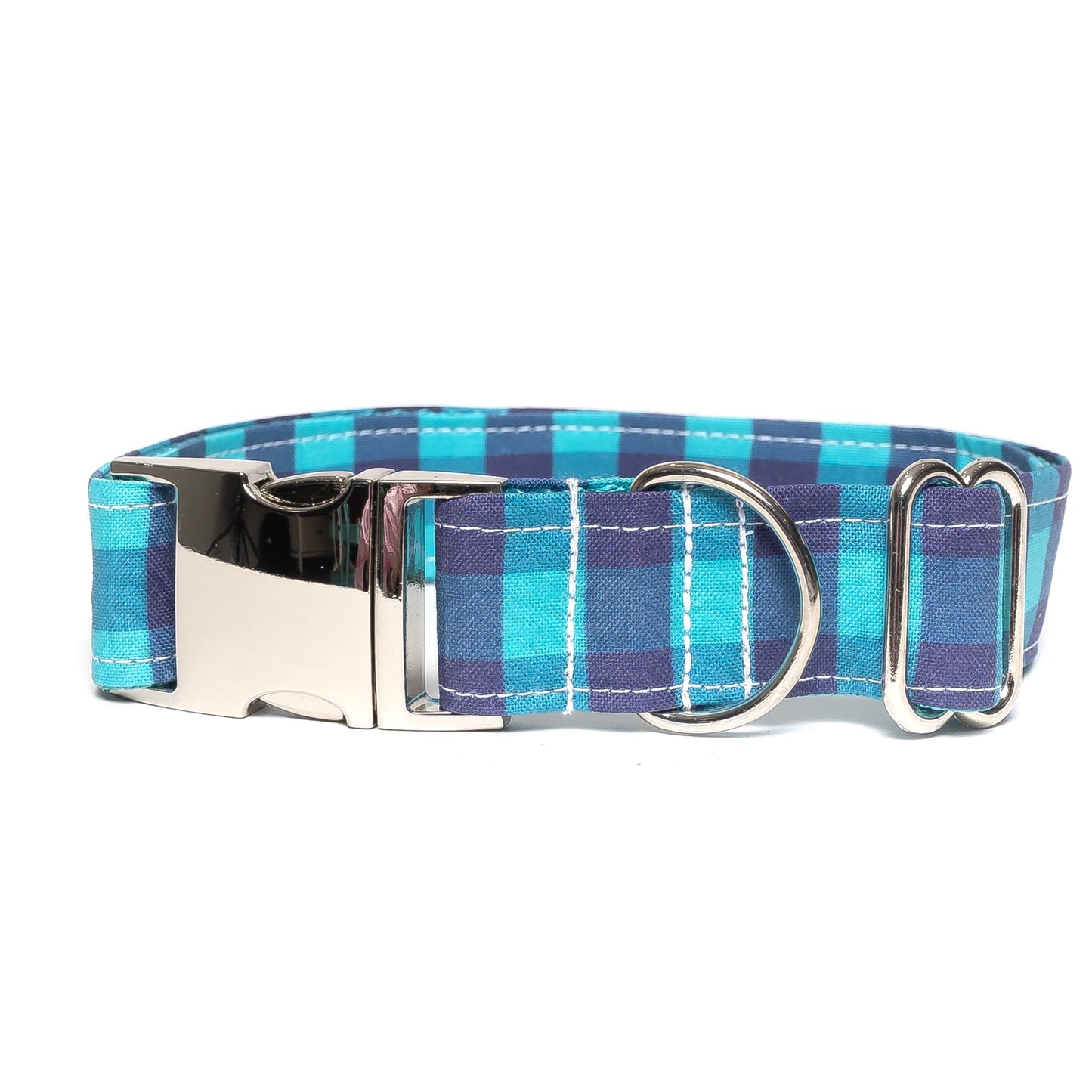 AQUA PLAID - DOG COLLAR
