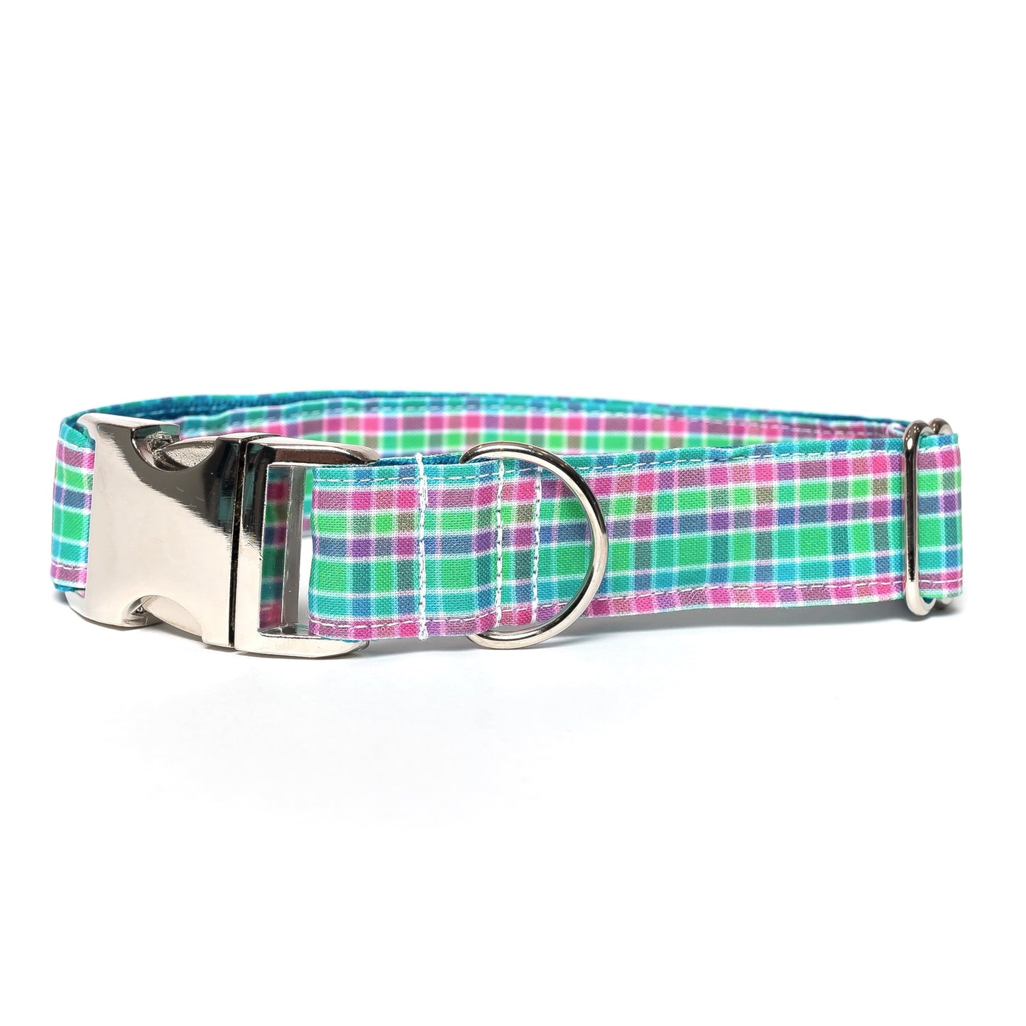 GREEN AND PURPLE PLAID - DOG COLLAR