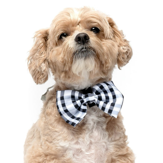 BLACK AND WHITE GINGHAM PLAID - BOW TIE