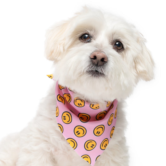 HAPPY AF (PINK) - TRIANGLE DOG BANDANA BY DAPPER DEXTER