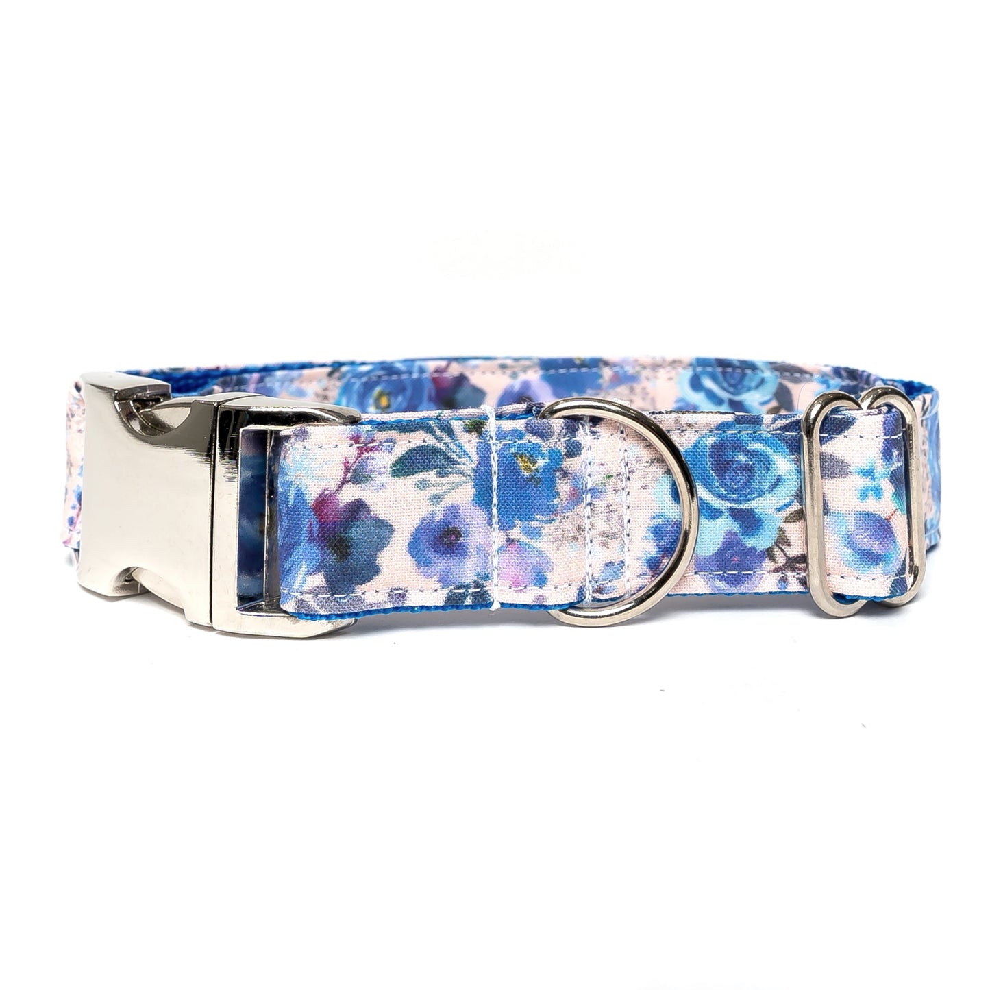 TAN AND BLUE FLORAL - DOG COLLAR