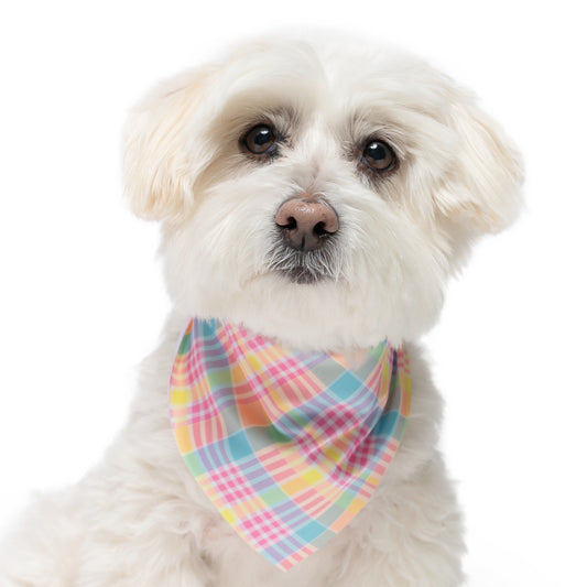 YELLOW PASTEL PLAID - TRIANGLE DOG BANDANA BY DAPPER DEXTER