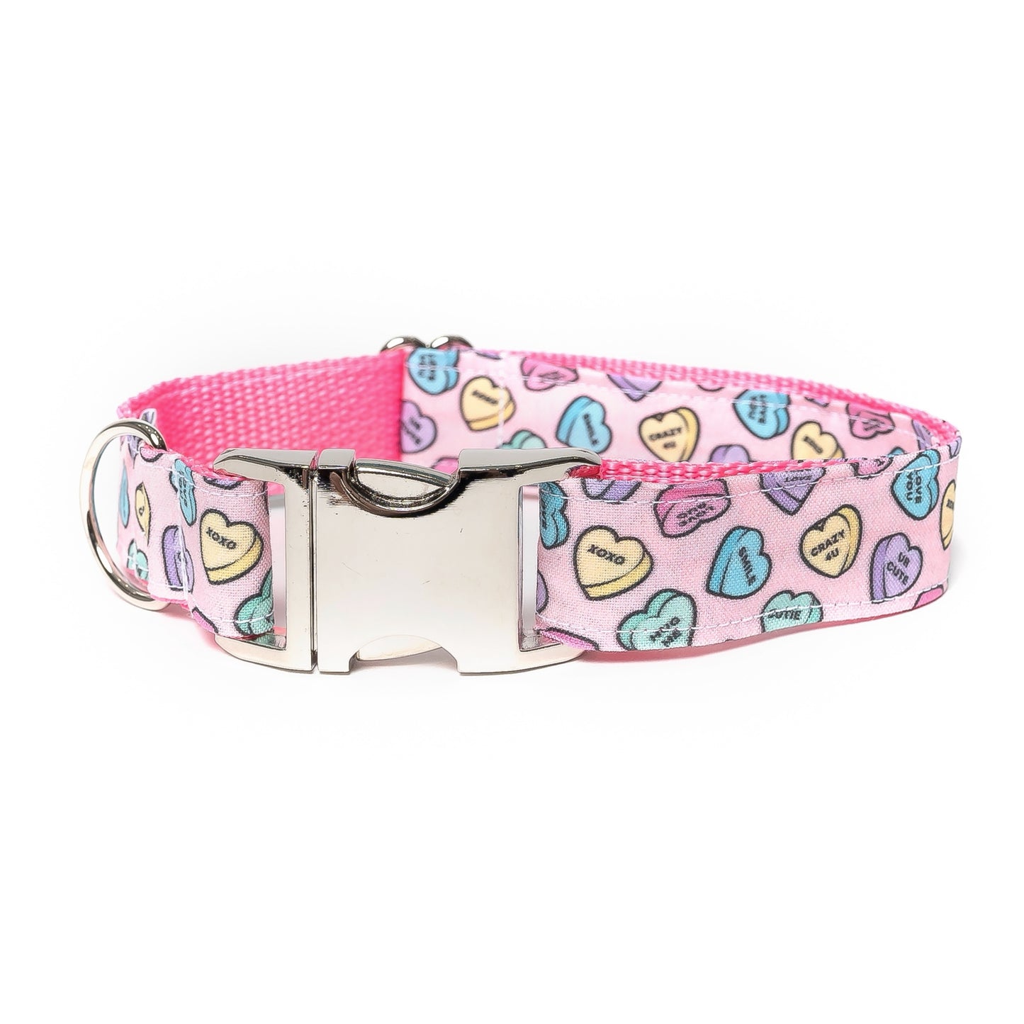 PINK CONVERSATION HEARTS - DOG COLLAR