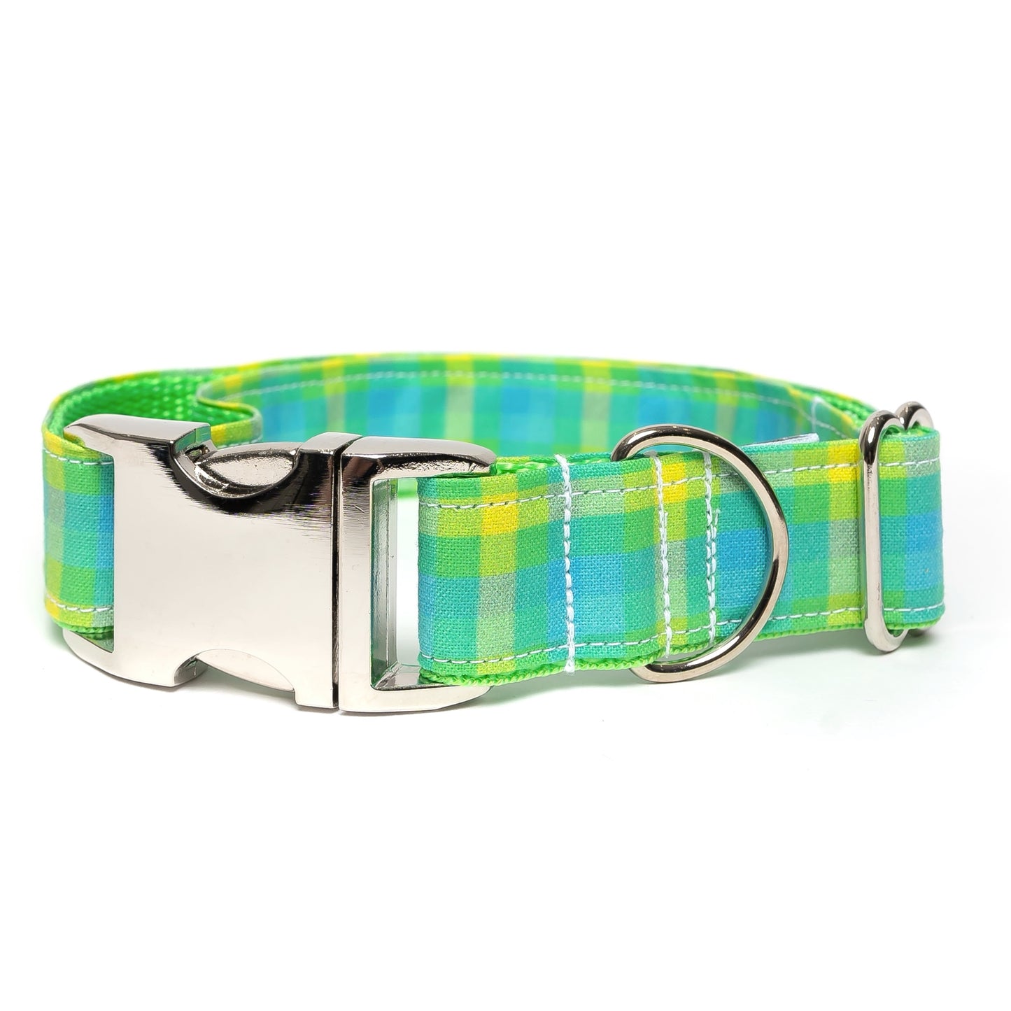 LIME PLAID - DOG COLLAR