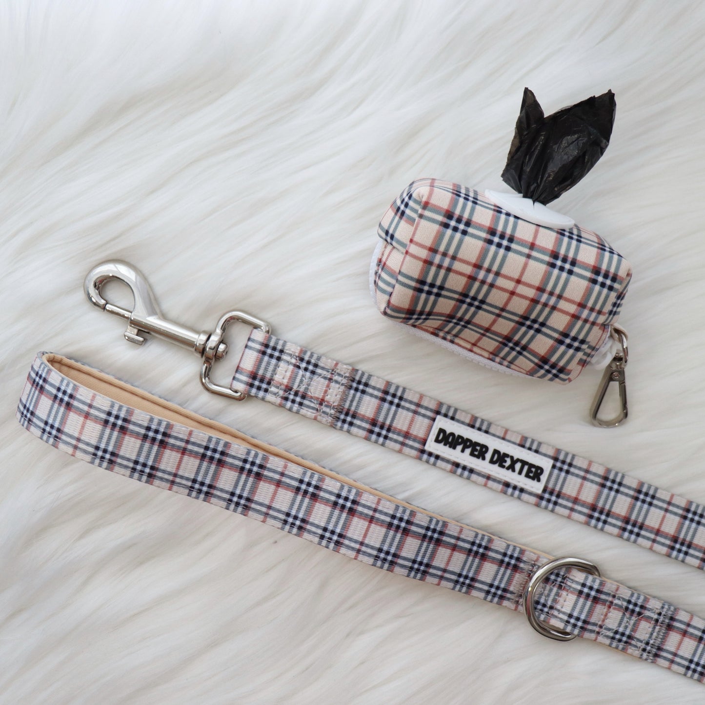 TAN PLAID LEASH BAG