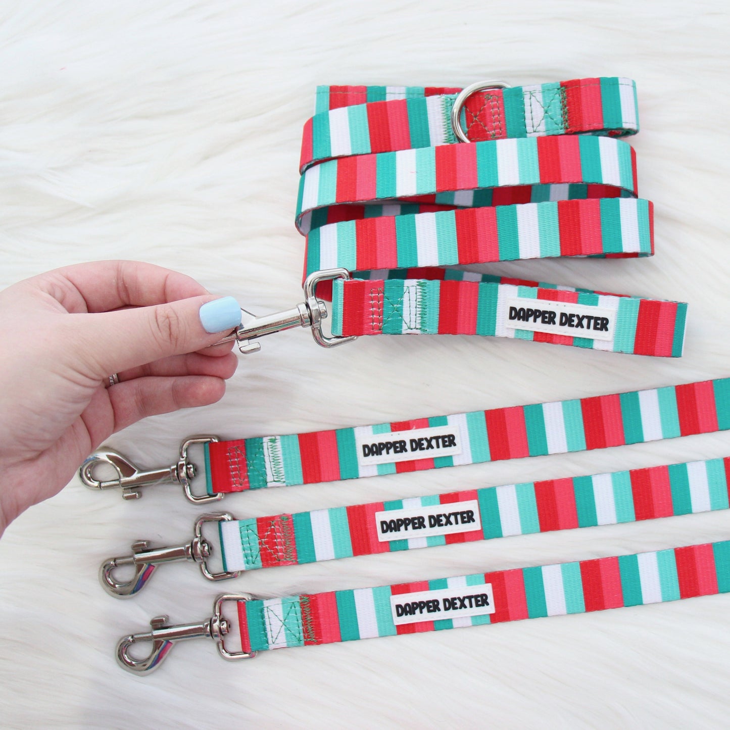 HOLIDAY STRIPES DOG LEASH
