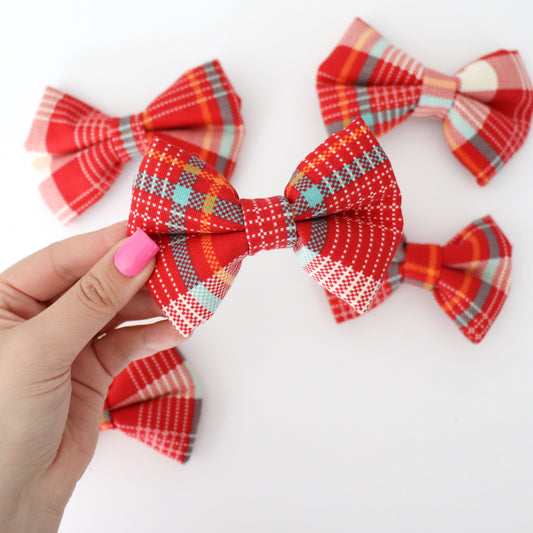 RED AND BLUE PICNIC PLAID - DOG BOW TIE BY DAPPER DEXTER