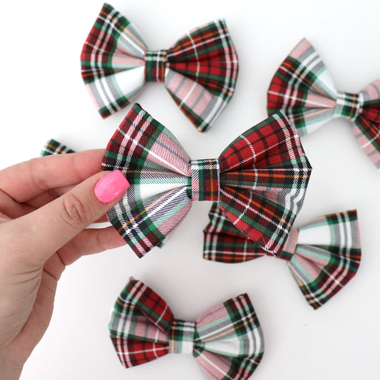 RED & GREEN TARTAN PLAID  - DAPPER DEXTER DOG BOW TIE