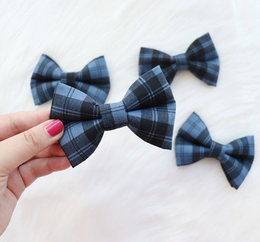 NAVY AND BLACK PLAID - DOG BOW TIE BY DAPPER DEXTER