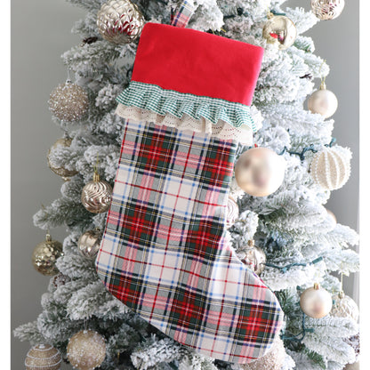 TARTAN WITH FRILL - HANDMADE CHRISTMAS STOCKING