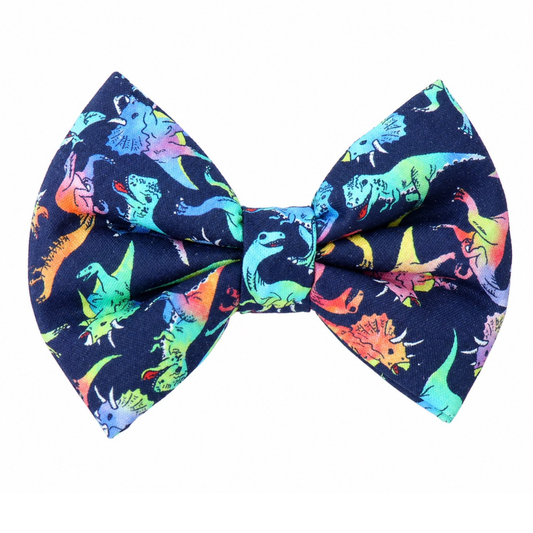 DINOS ON NAVY - DAPPER DEXTER DOG BOW TIE